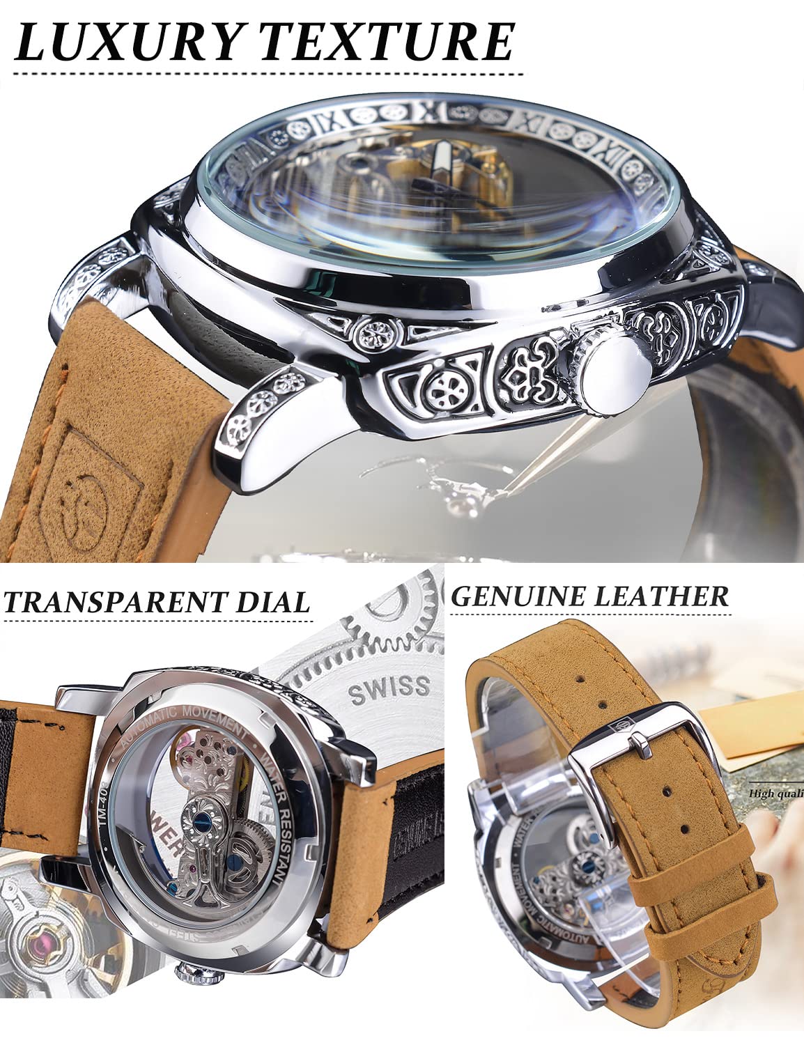 Mua FORSINING Men's Luxury Square Carving Mechanical Watch, Retro Totem ...