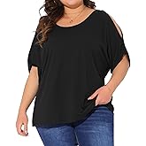 Agnes Orinda Plus Size Tops for Women Cold Shoulder Short Sleeve Shirts Tops Summer Blouse