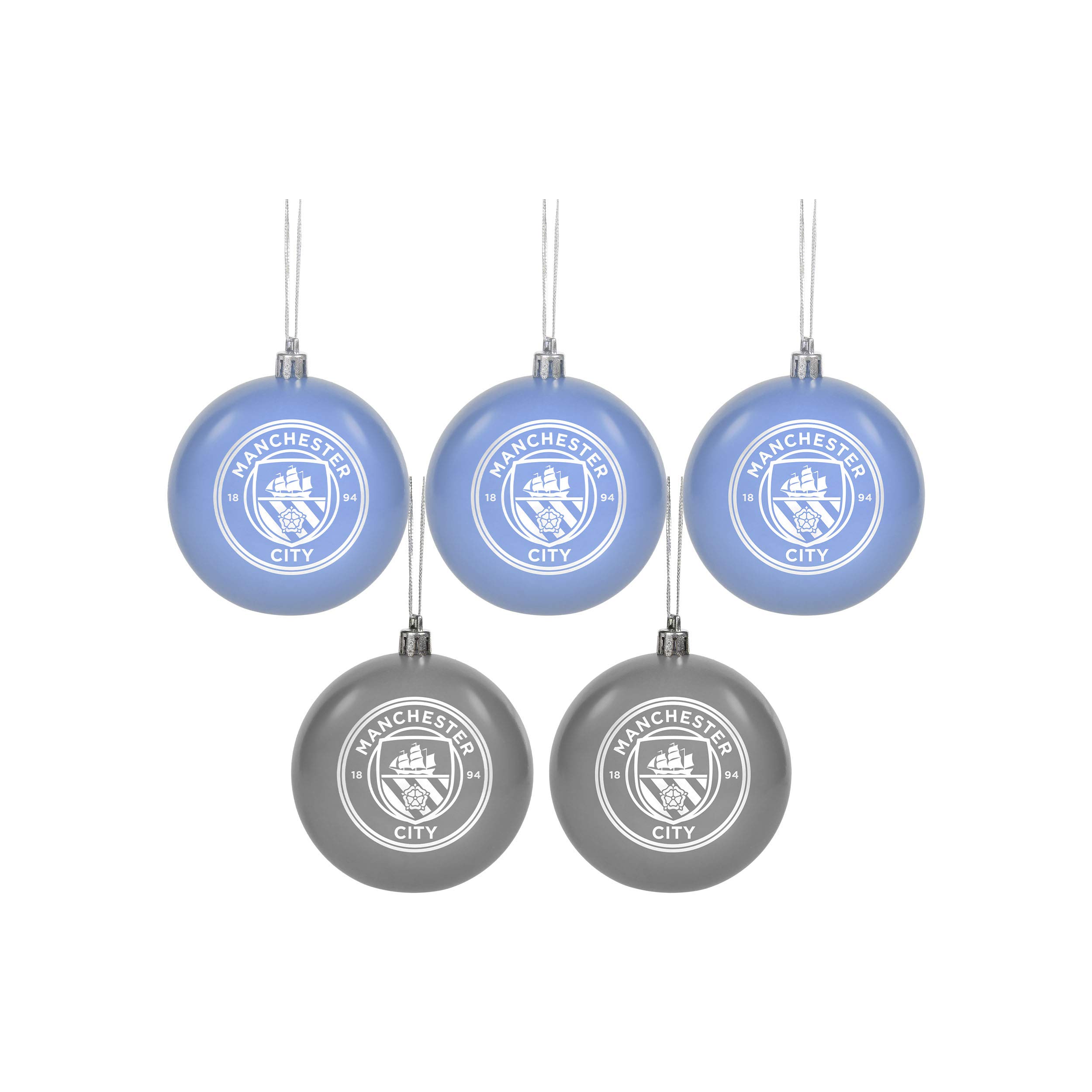 FOCO Officially Licenced Manchester City Football 5 pack Crest Bauble