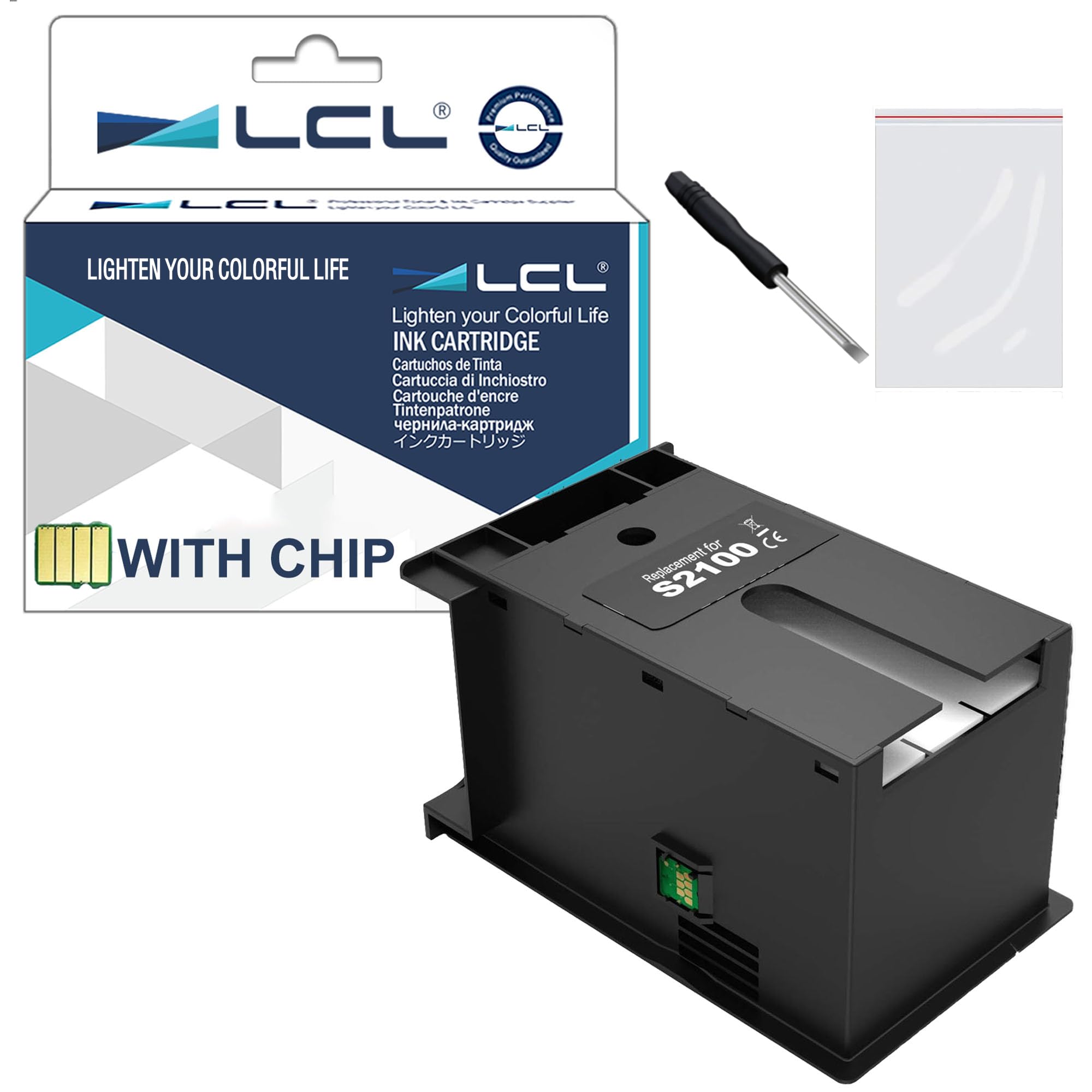 LCL S2100 C13S210057 Ink Maintenance Box Replacement for Epson SureColor SC-F500 SC-F530 SC-F531 SC-F560 SC-F570 SC-F571 T2170 T3130 T3130N T3160 T3170 T3180X T3180D SC-T3180N T5130 T5160 T5170 1PK