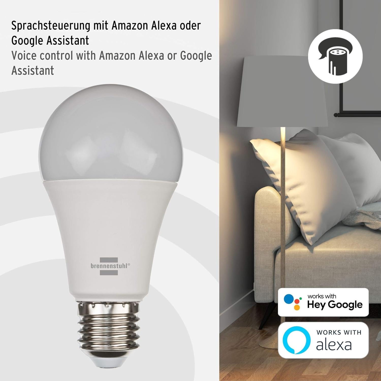 Brennenstuhl Connect WiFi LED Bulb SB 800 E27 (Compatible with Alexa and Google Assistant, no hub Required - Image 4