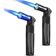 Luxgaze 2 Pack Butane Torch Lighters Refillable Jet Flame Portable Butane Torch Mini Refillable Windproof Lighters for Camping Baking Culinary Soldering Cooking Welding BBQ Grill(Gas not Included)