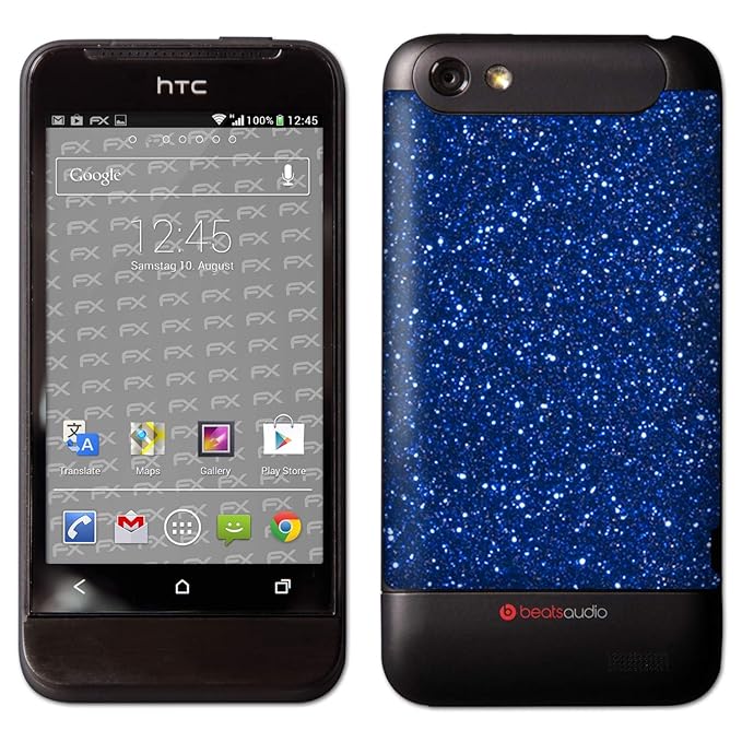 atFolix Skin kompatibel mit HTC One V, Designfolie Sticker (FX-Glitter-Blue-Danube), Reflektierende Glitzerfolie