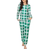 Ekouaer Womens Jogger Pajama Sets Long Sleeve Sleepwear Round Neck Nightwear Soft Pjs Lounge Sets with Pockets