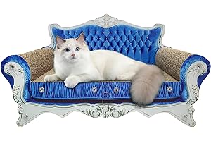 INRLKIT Luxury Cardboard Cat Scratcher Sofa Bed, Couch Shaped Cat Scratching Board, Scratch Lounge with Catnip, Scratcher for Indoor Cats Kittens Kitties