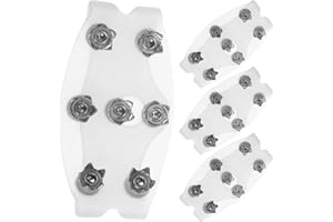 Hemobllo 2 Pairs Ice Shoe Grips with 7-Tooth Manganese Spikes, Non-Slip Snow Cleats for Winter Hiking and