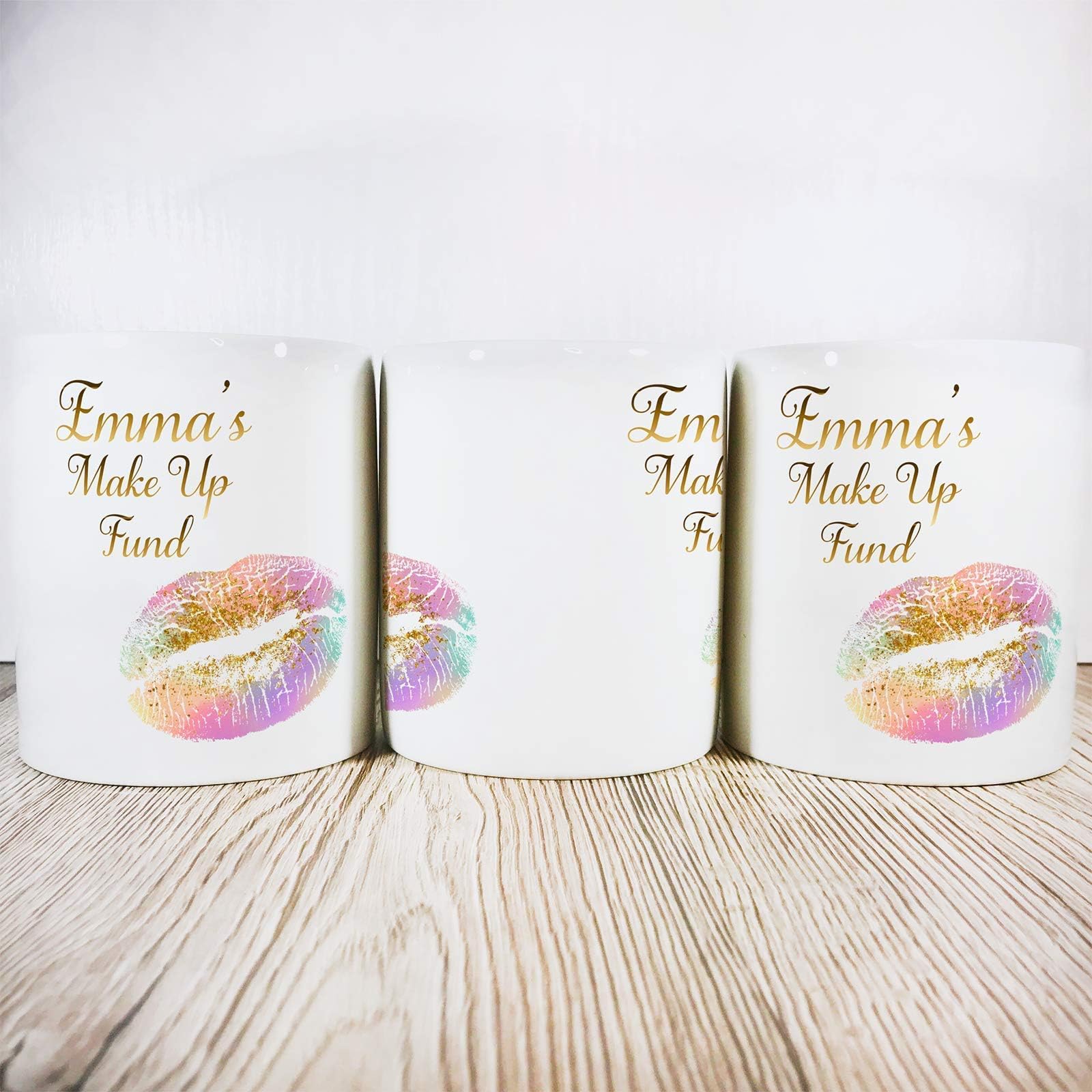 Personalised Make Up Fund Money Pot | Make Up Savings Pot | Adult Savings Bank | Piggy Bank | Stocking Filler | Multicoloured Lips