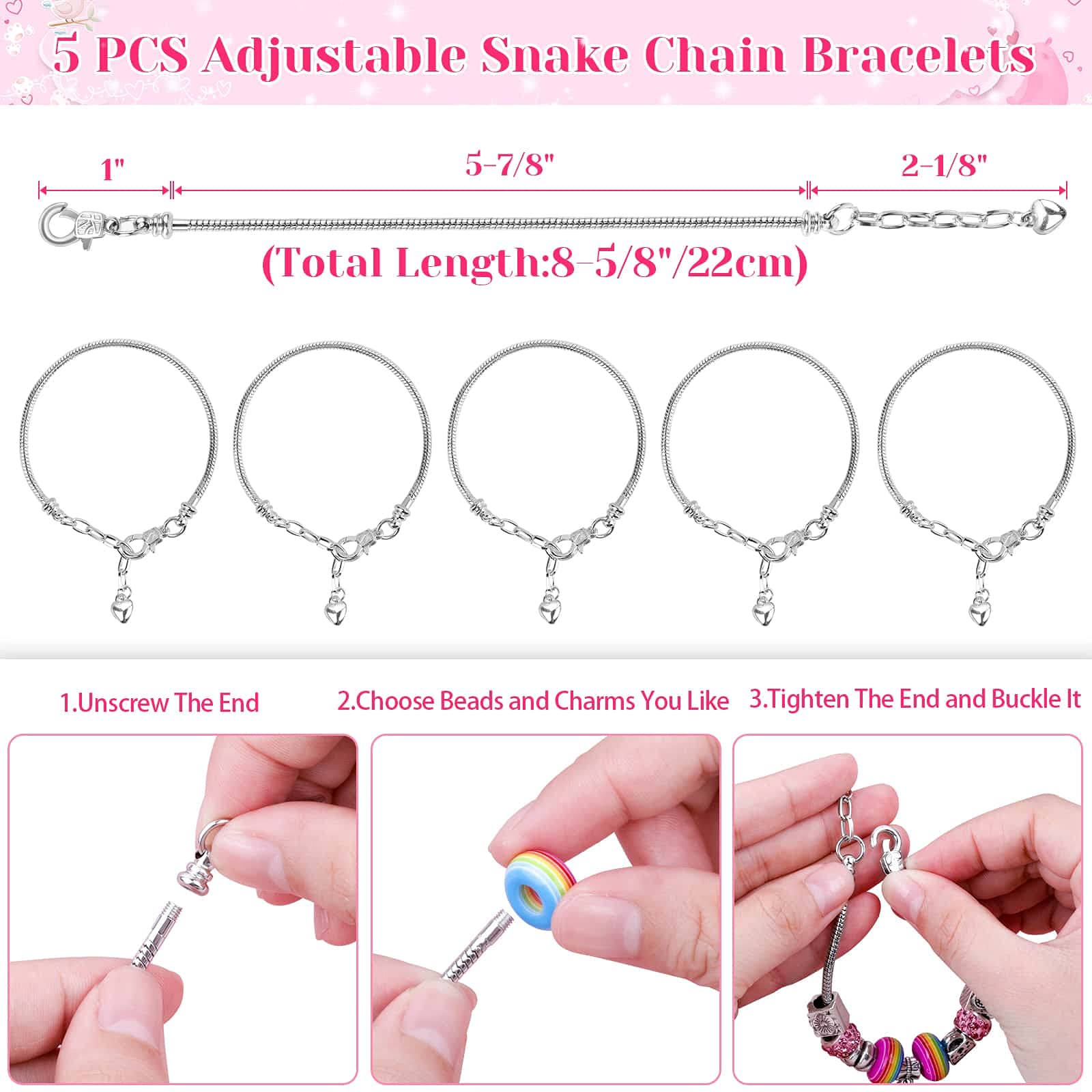 Acejoz 85 Pcs Charm Bracelet Making Kit, DIY Charm Bracelets Beads for Adults and Beginner Jewelry Making Kit