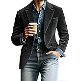 CKGJLJ Mens Corduroy Blazer Vintage Suit Jacket Casual Formal 2 Button Notch Lapel Sport Coat Long Sleeve Wedding Coats