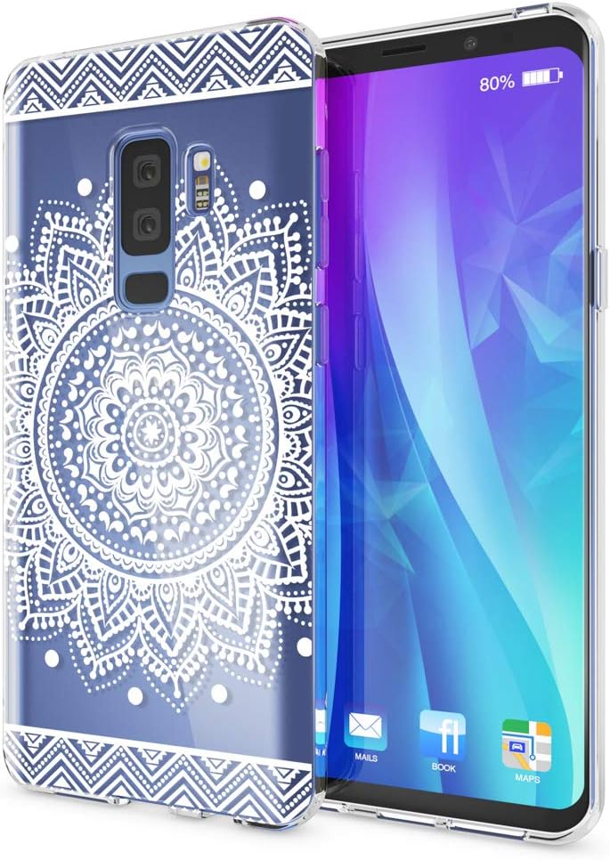 NALIA Case compatible with Samsung Galaxy S9 Plus, Phone Cover Thin Silicone Pattern Back Protector Soft Skin, Crystal Clear Shockproof Bumper, Slim Transparent Protective, Designs:Circle Flowers