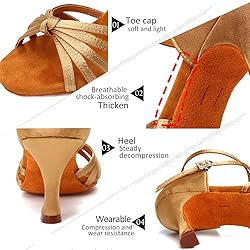 DKZSYIM Women's Satin Latin Dance Shoes