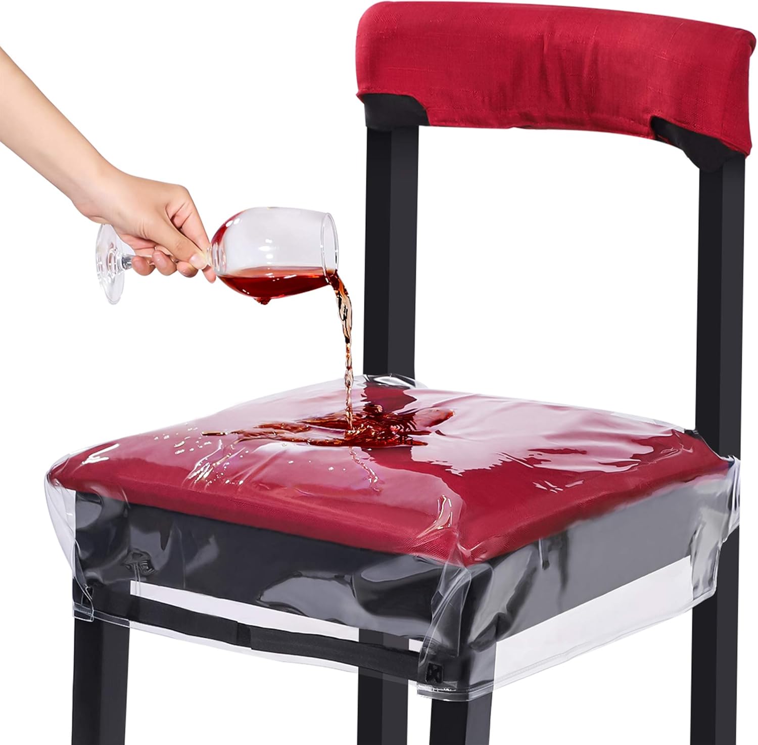 Homemaxs Plastic Dining Chair Covers Protectors,【2020 Newest】 2 Pack Bigger Size Belt Strap Dining Chair Cover, Adjustable Waterproof PVC Kids Seat Protectors, Clear Cushion Cover: Kitchen & Dining