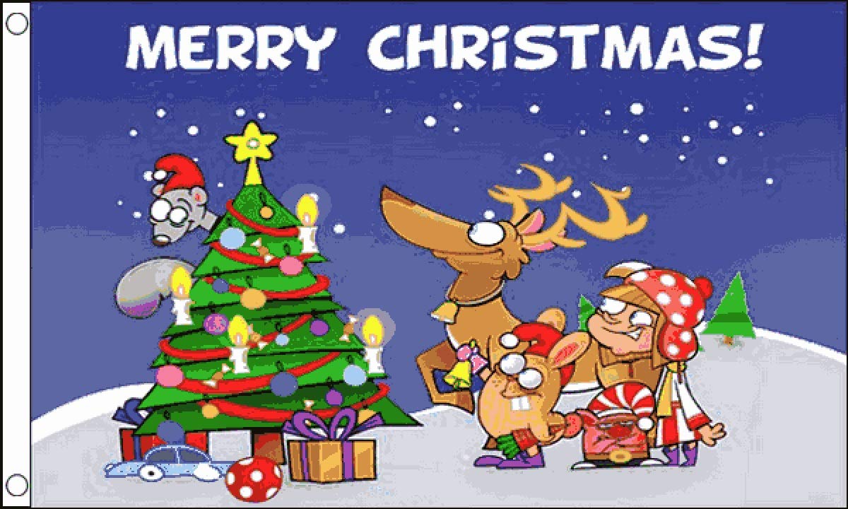 Christmas Scene Flag 5 x 3 FT - 100% Polyester With Eyelets FlagSuperstore©