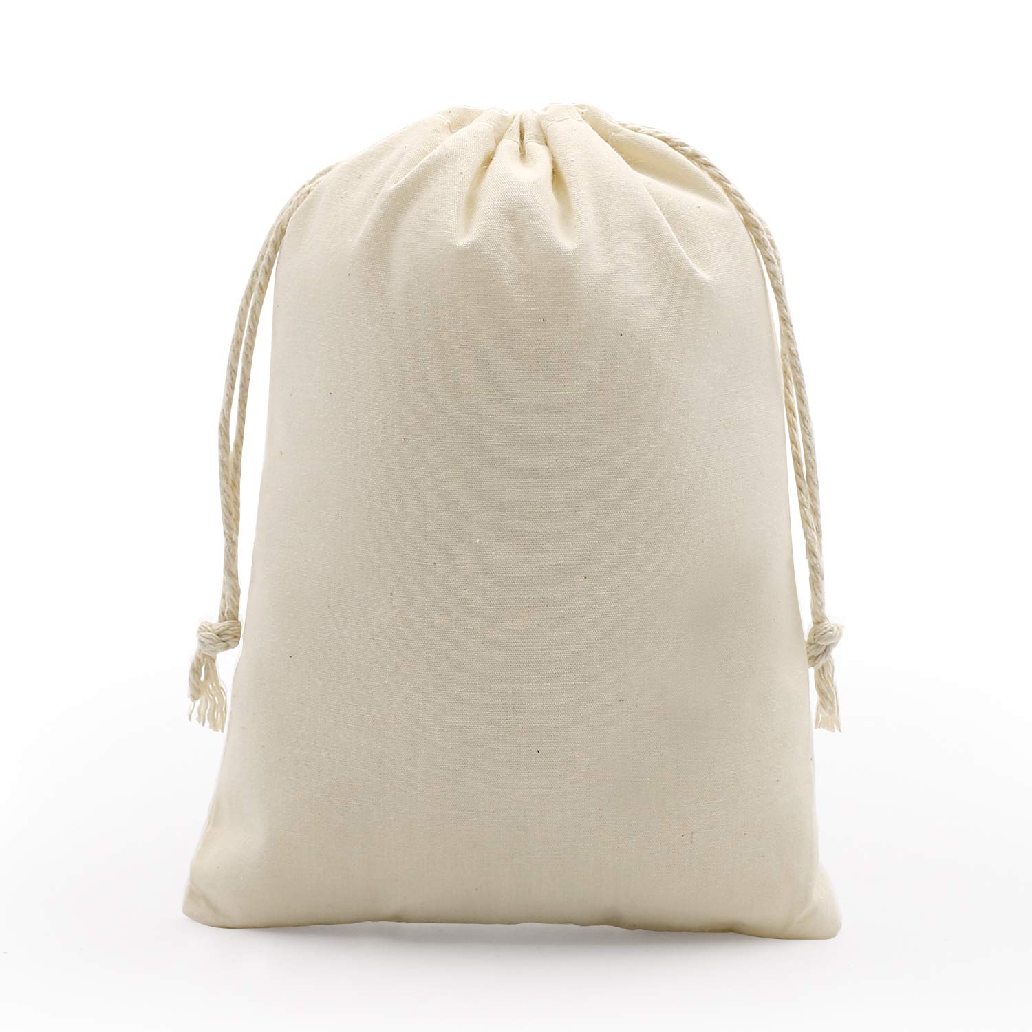 SumDirect 20Pcs Cotton Muslin Bags, Medium White Cotton Bag Gift Pouch with Drawstring Reusable Packing Storage Bags for Wedding, Party, Birthday(13x18cm)