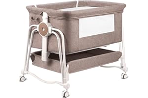 Baby Bassinet Bedside Sleeper, Multi-Functional Bedside Bassinet with Mosquito Net, Mattress Included, Portable Crib with Sto
