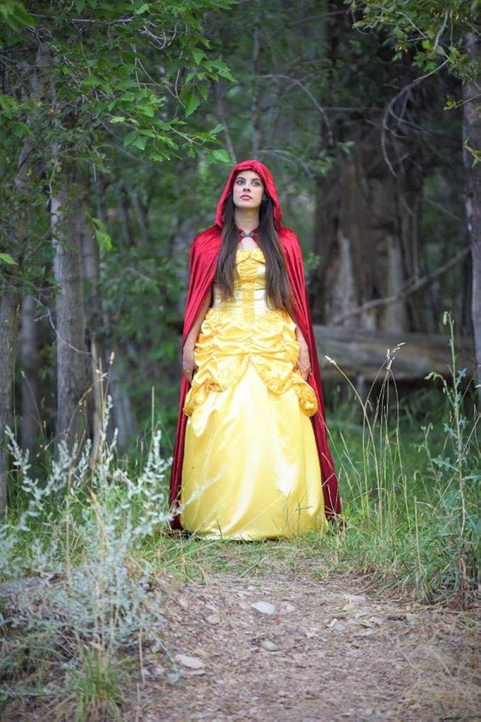 Little Adventures Deluxe Velvet Adult Cloak Cape with Lined Hood (Red),One Size: Clothing