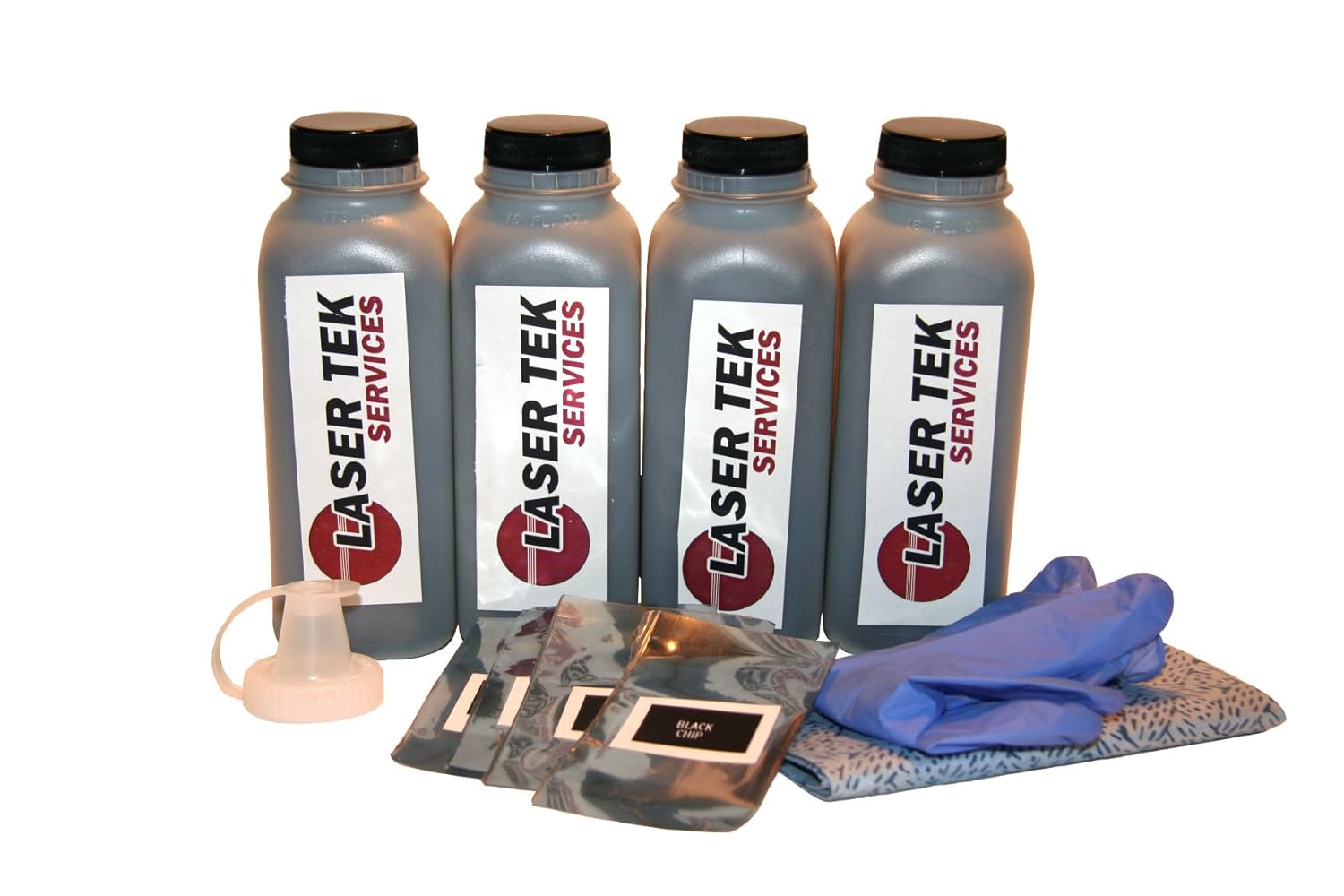 Laser Tek Services ® 4 Pack Black Toner Refill Kit with