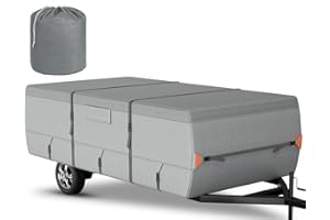 Tuszom 7 Layers Non-Woven Fabric, Anti Scratch Pop Up Camper Cover, Waterproof Folding Camping Trailer Cover for Winter Snow 