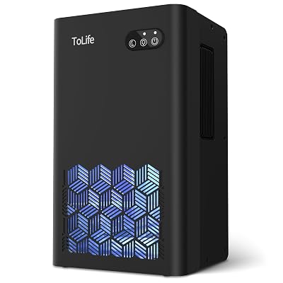 ToLife Dehumidifier for Home, 1000 sq.ft Dehumidifiers for Basement Bedroom Bathroom with 95 OZ Water Tank, Auto Shut Off 7 Colors LED Light, Black