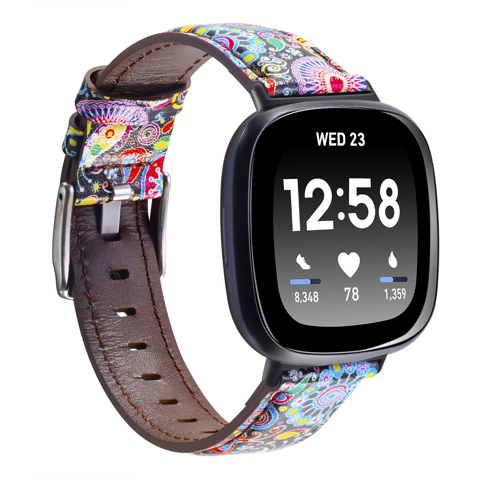 Nigaee Leather Strap Compatible with Fitbit Versa 4/Versa 3/Sense, Men Women — image 1