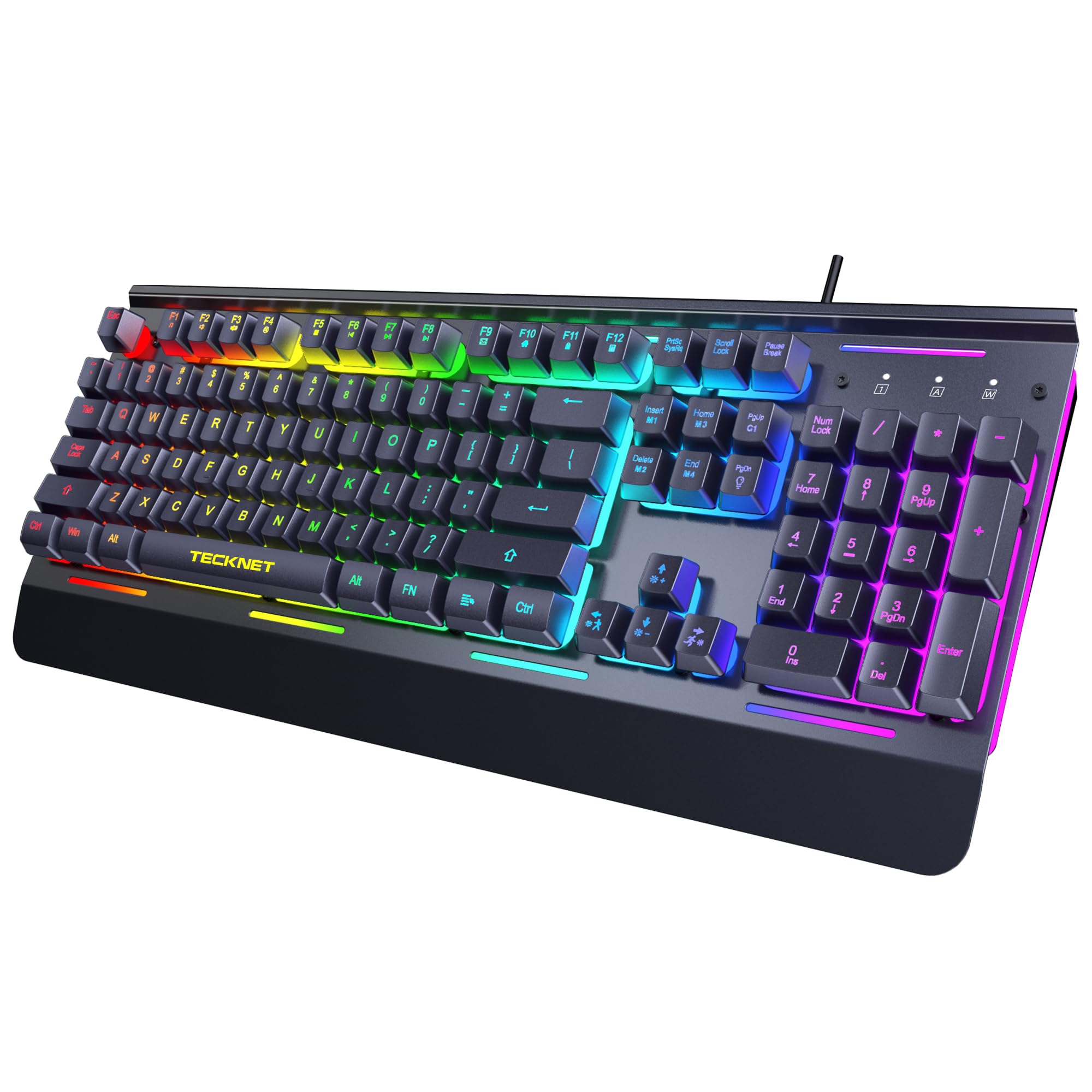 TECKNET RGB Gaming Keyboard - 105 Keys USB Wired Keyboard, Customizable RGB Backlit, IP32 Water & Dust Resistant, UK Layout