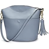 S-ZONE Women Small Cow Split Genuine Leather Crossbody Bucket Bag Shoulder Purse Handbag