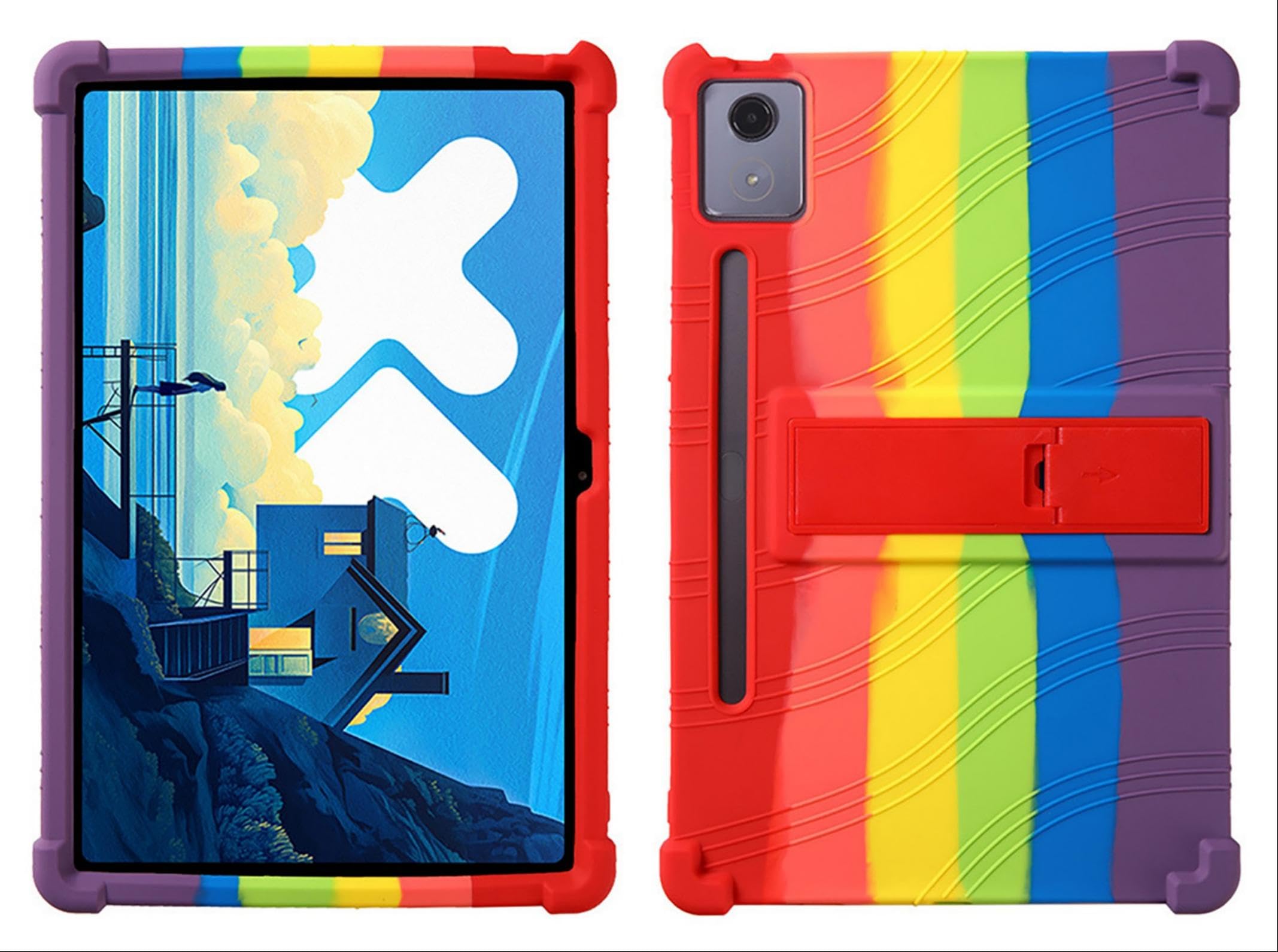 GIOPUEY Case for Lenovo Tab P12 12.7 2023 - With Stand - Soft TPU silicone protective case Cover - Airbag Drop Protection - Colorful