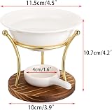 BSTKEY Metal Wooden Wax Melt Burner Essential Oil Diffuser Tealight Holder view 3