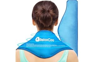 RelaxCoo Neck Ice Pack Wrap, Reusable Gel Ice Pack for Neck Shoulders, Cold Compress Therapy for Pain Relief, Injuries, Swelling, Bruises, Sprains, Inflammation and Cervical Surgery Recovery