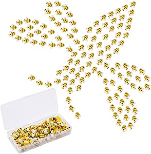 50 Pcs Tiny Bee Embellishment - Bumble Bee Shaped Craft Decor Resin Self-Adhesive Painted Decorations for DIY Craft Party Home Decor
