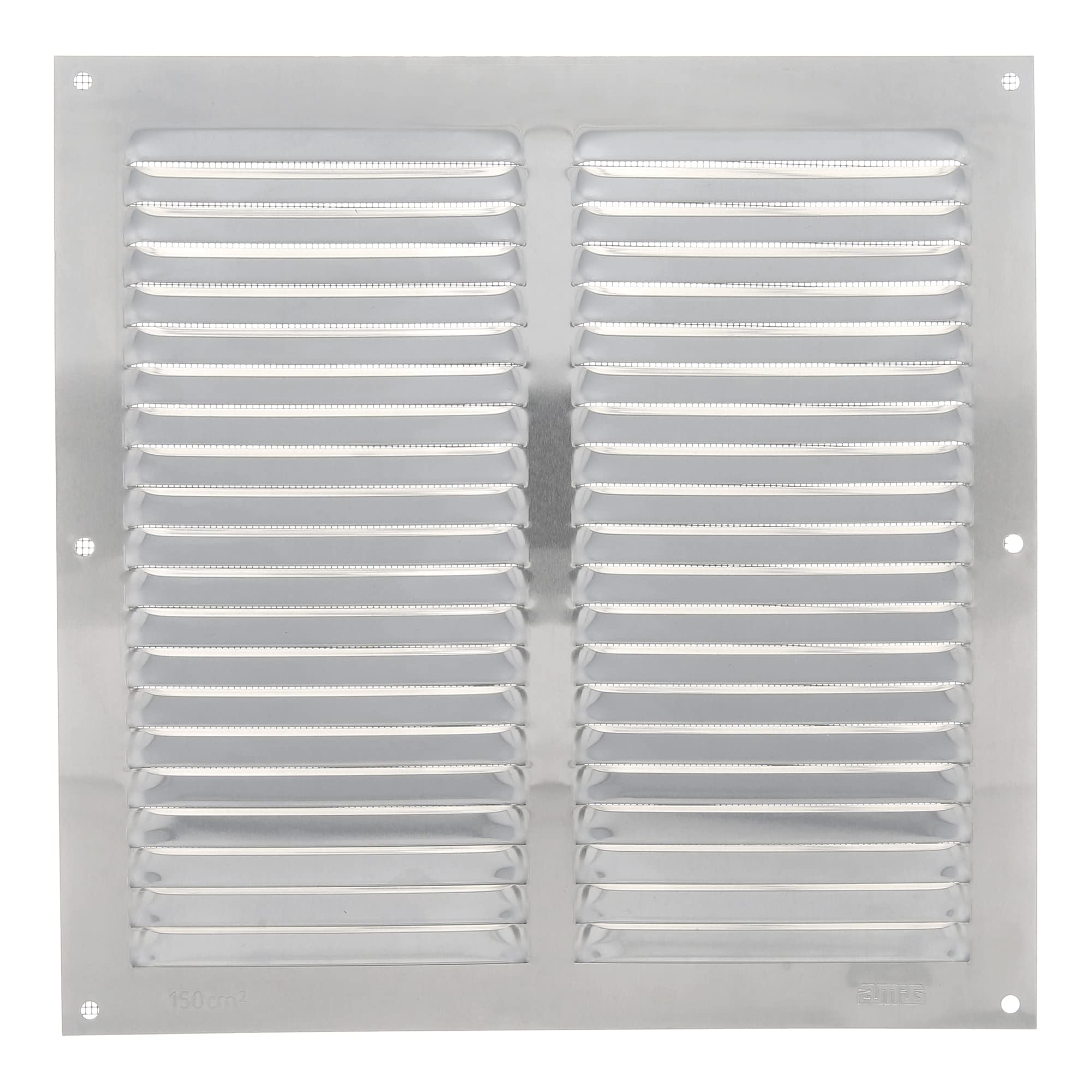 Amig - Square Aluminium Ventilation Grille with Mosquito Net | Ventilation Grille for Air Outlets | Ideal for Ceilings | Dimensions: 250 x 250 mm | Colour: Silver