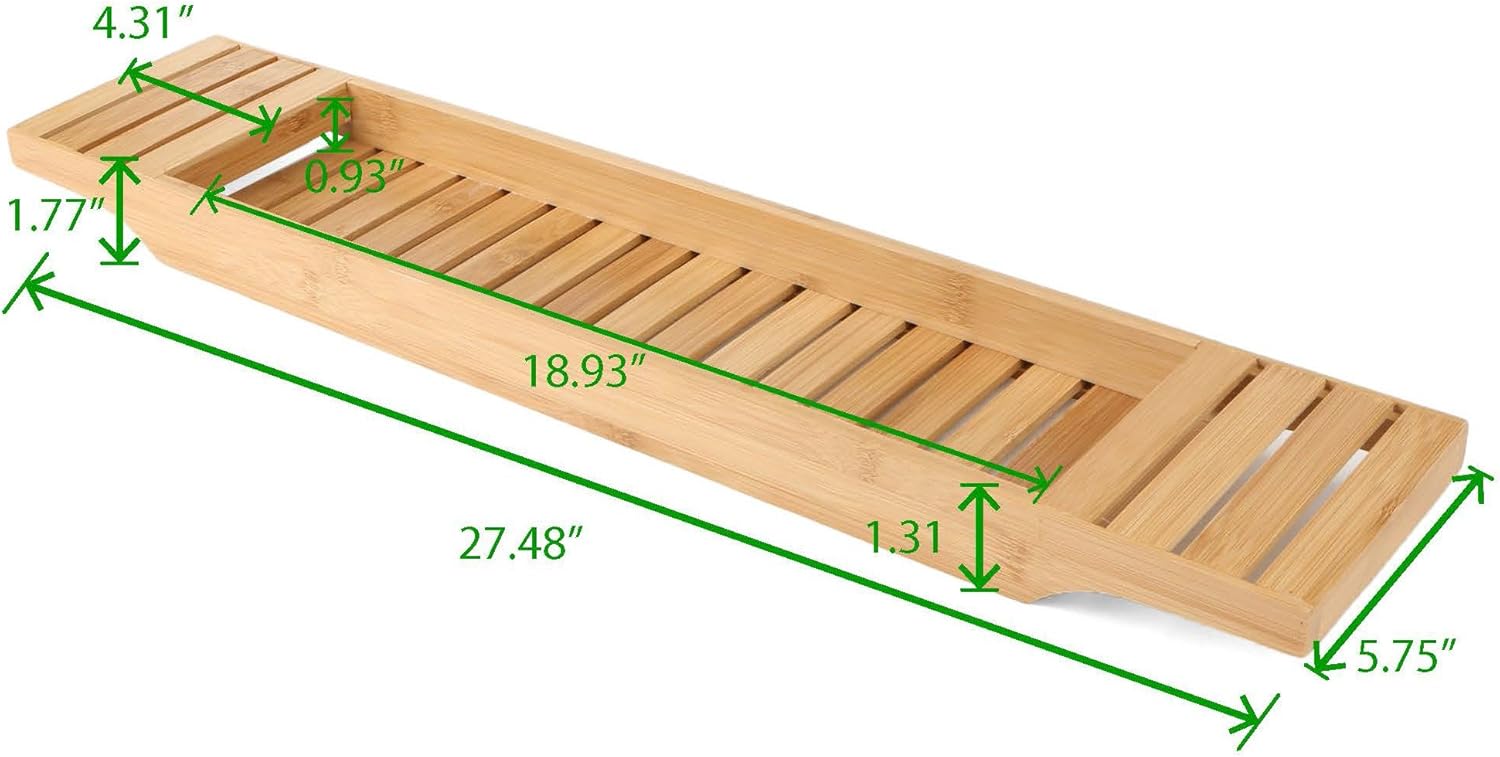 Mind Reader Bathroom Shower Organizer for Shampoo, Soap, Razors, and Much More Bamboo Bathtub Tray, Brown Bath Caddy: Home & Kitchen