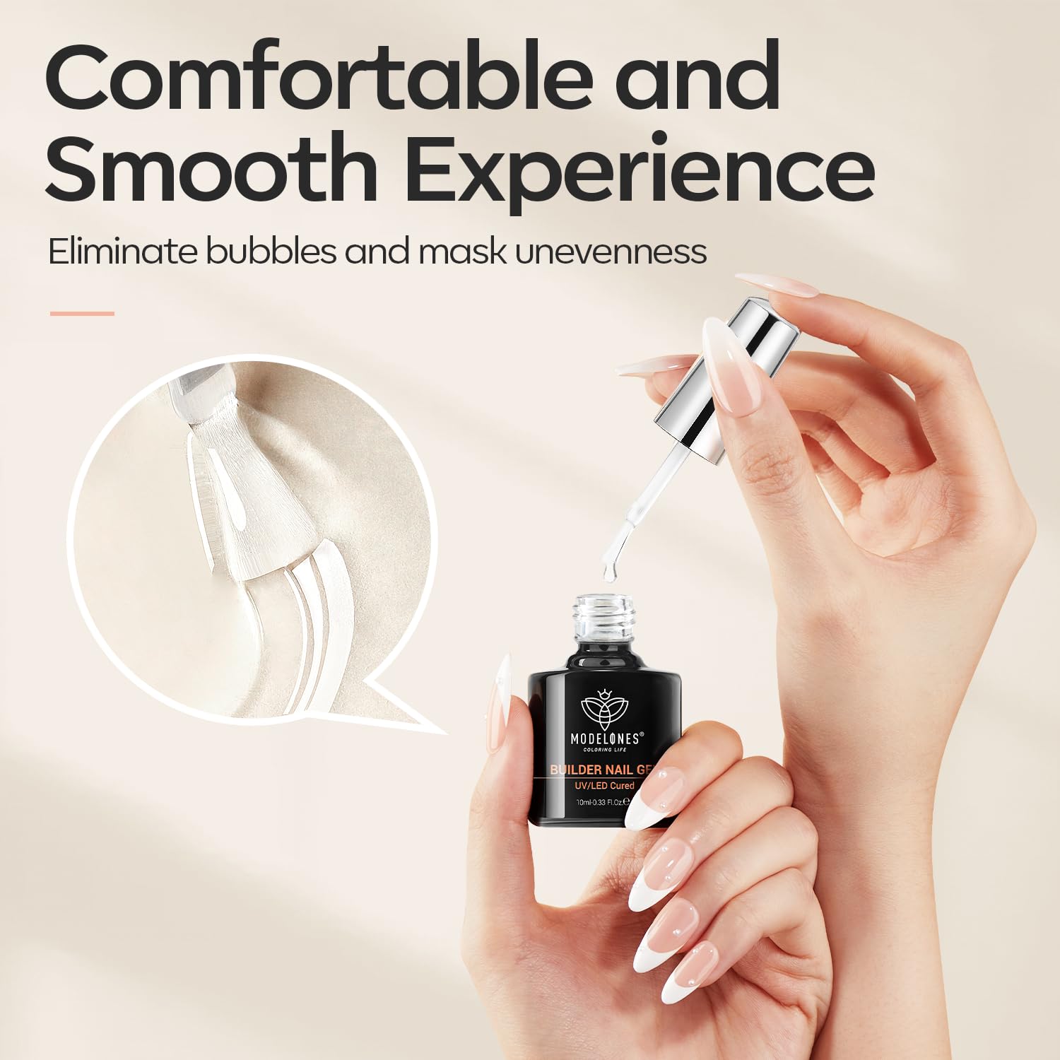 modelones Builder Nail Gel, 2 Pcs Clear Builder Nail Polish for Thickening Strengthener Apex Building Extension Rhinestone Glue Gel Polish in a Bottle for DIY Home Salon Gifts 10ml LED Lamp Cured - Image 7