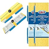 LOLA Cellulose SqueezeMatic Butterfly Sponge Mop Refill, 9", 2 Pack, Floor Cleaning, Comparable w/Quickie Type S Sponge Mop Refill
