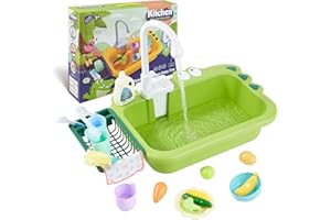 Kerilyn Toddler Kitchen Sink Toys，Play Sink with Running Water， Kids Pretend Role Play Pool Floating Toys，Electric Dishwasher for Boys Girls