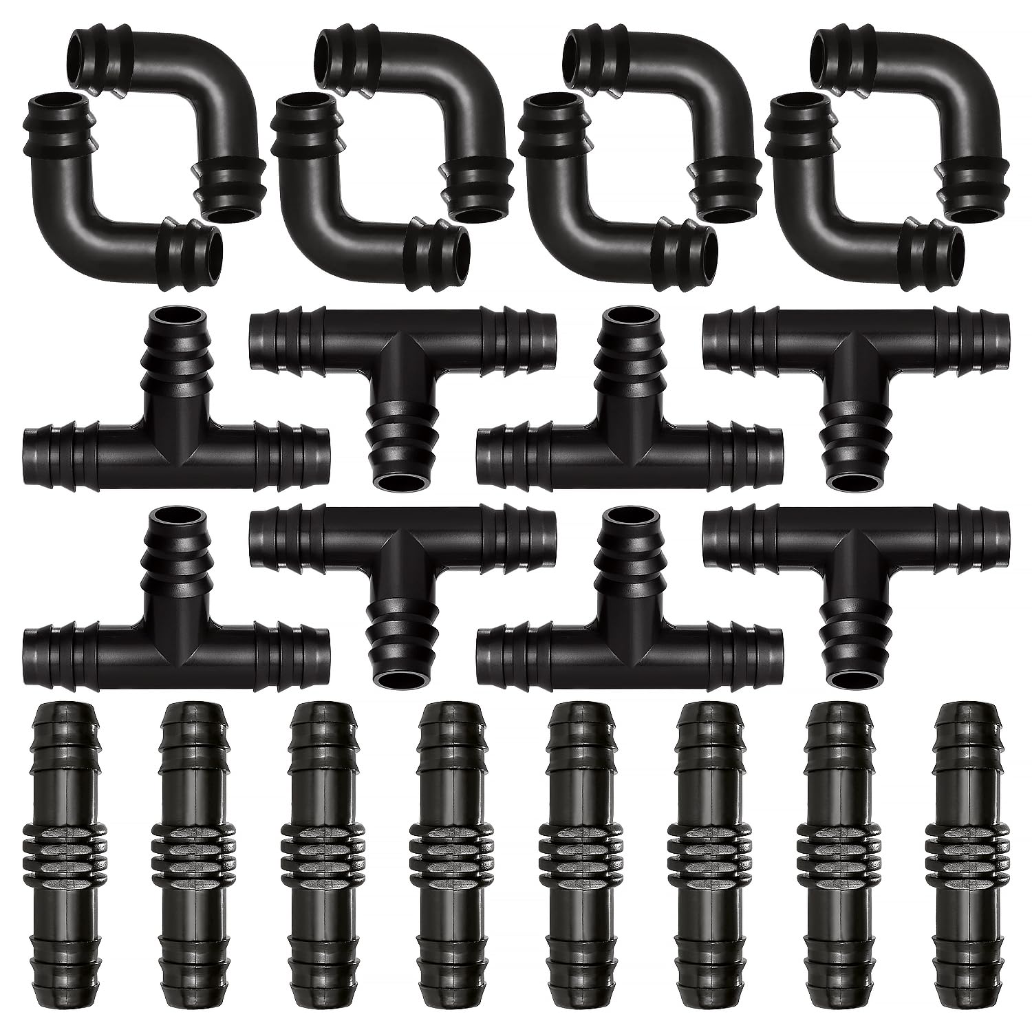 VooGenzek 24 PCS 16mm Garden Barbed Connector, Plastic Drip Irrigation Hose Connector, Barb Drip Pipe Connector, Drip Irrigation Joint Connectors, for Garden Irrigation Systems, Mixed — image 1