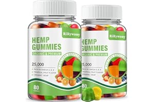 RIRYWONY HEALTH (2 Packs) Hemp Gummies High Potency - Pure Extra Strength Organic Hemp Oil Gummies - 100% Natural Bear Hemp Gummy for Adults - 160 Edibles Gummies