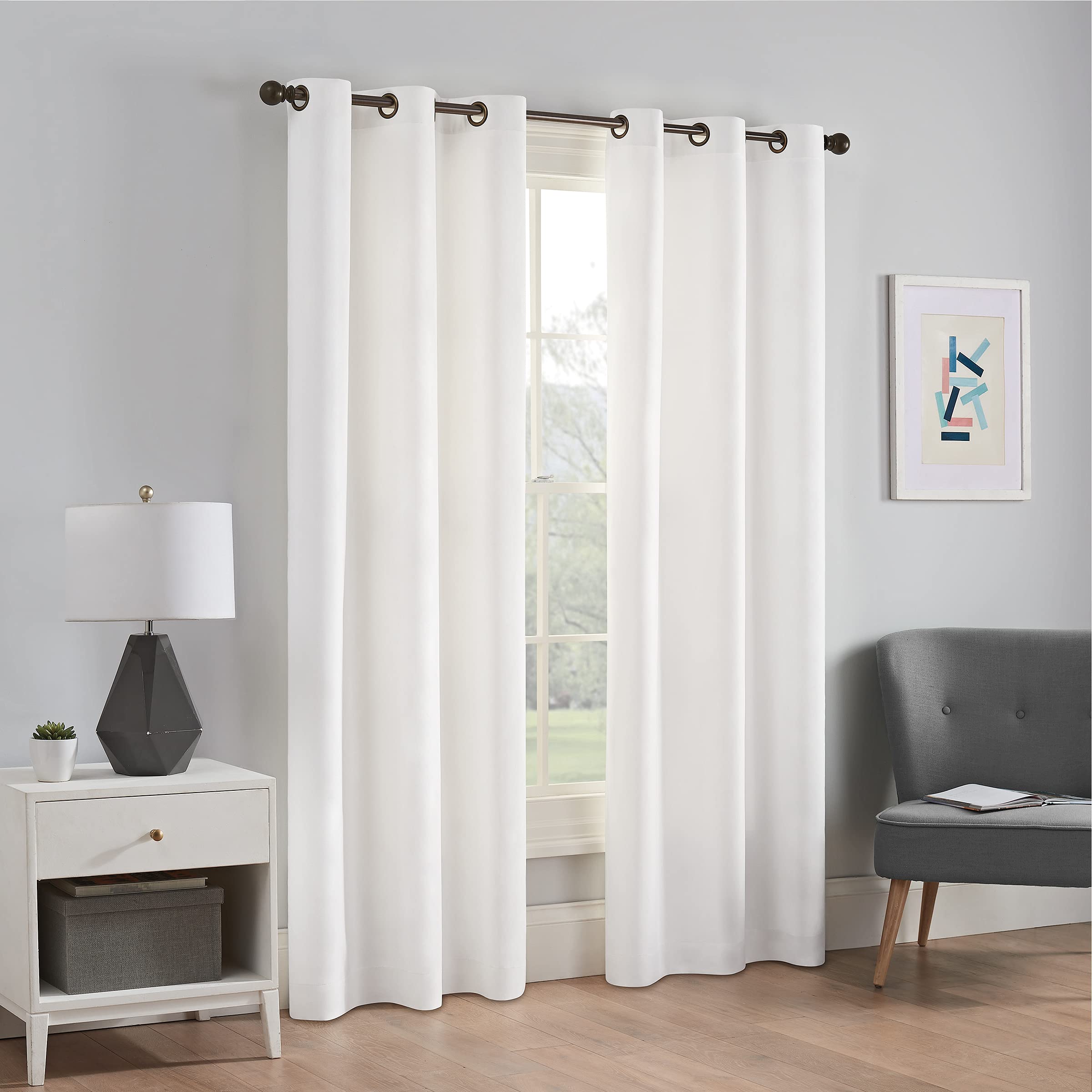 Eclipse Microfiber Total Privacy Blackout Thermal Grommet Window Curtain for Bedroom (1 Panel), 42 in x 84 in, White