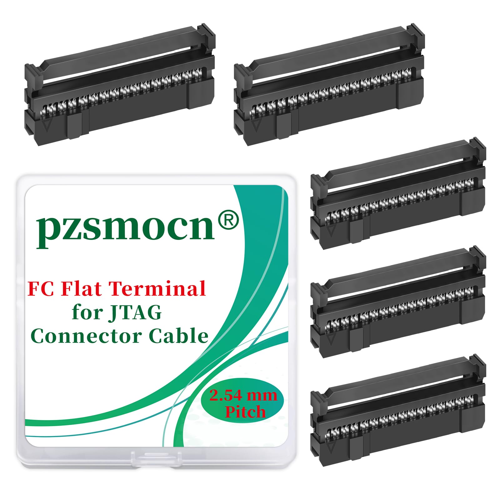 Pzsmocn 20 Sets IDC 2 * 17 Double Row Rectangular Socket Adapter FC Black Crimp Wire Head Three-piece Kit 2.54mm Pitch, 34 Pin FC-Female Terminal Connector, for JTAG Flat Ribbon Cable.
