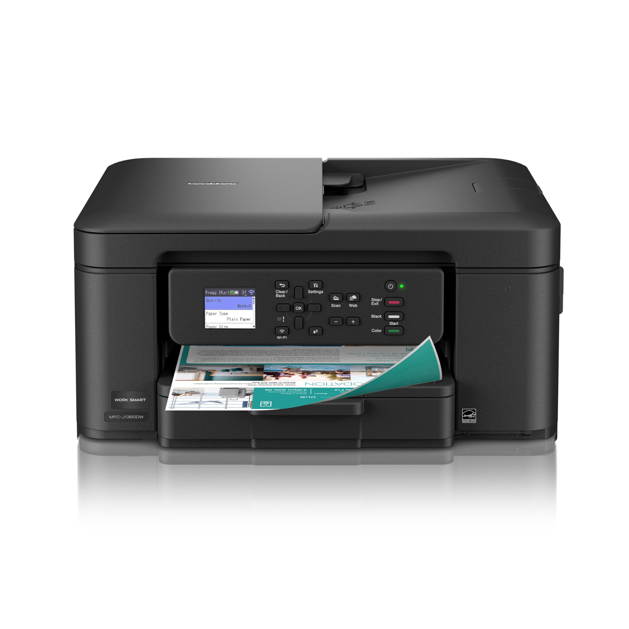 Photo 1 of Brother Work Smart 1360 Wireless Color Inkjet All-in-One Printer with Automatic Duplex Printing and 1.8” Color Display | Includes Refresh Subscription Trial(1) (MFC-J1360DW) (Uses LC501 Series Inks)