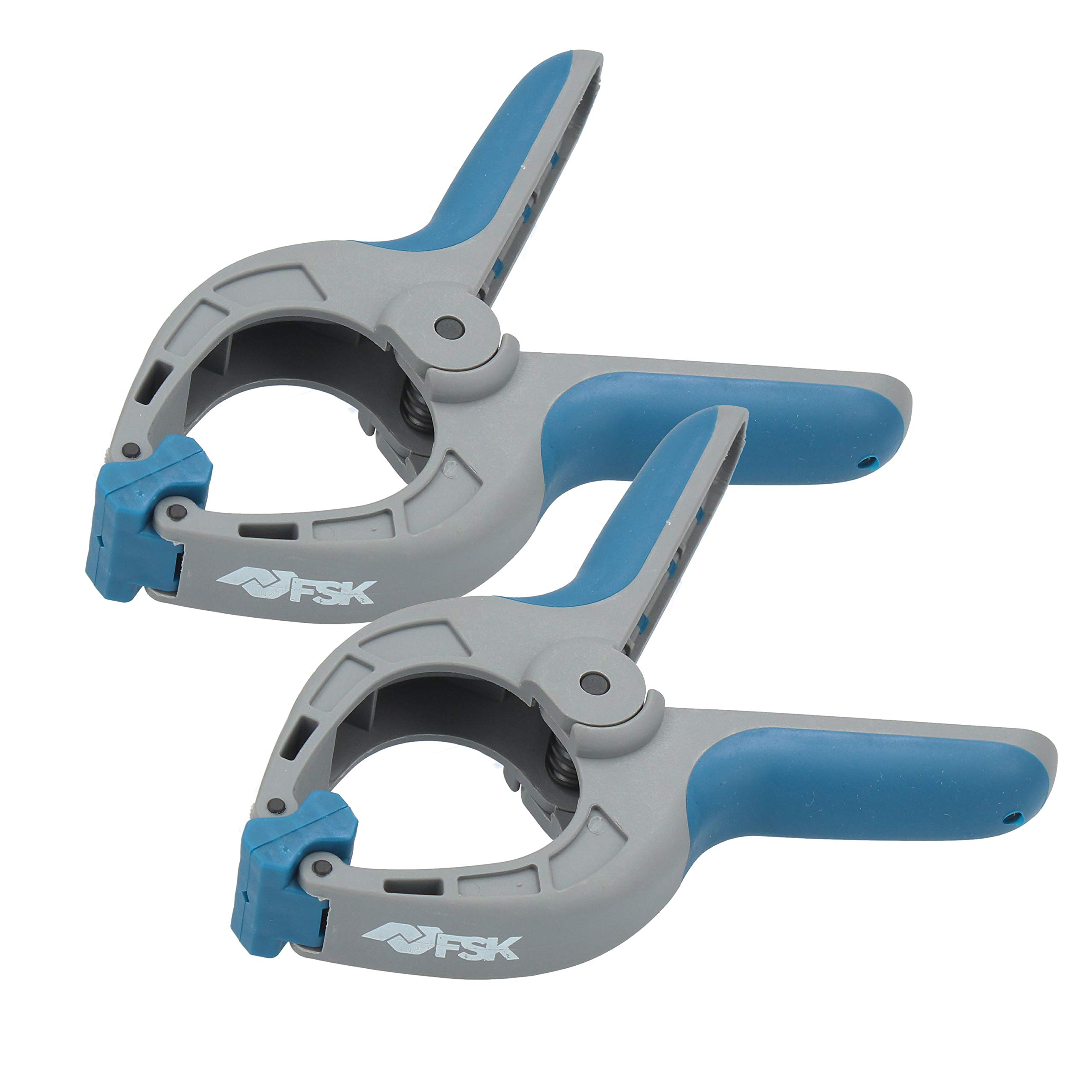 Ferrestock FSKPRS002 2pcs Spring Clamping Clamps, Non-Slip Handle, Swivel Jaws, Extra Strong Spring, Max Opening 65mm, Depth 65mm