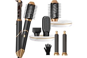OKWRAP 5 in ONE Blow Dryer Brush, Curling Wand Hair Styling Tools Set, Ionic Hot Air Hair Dryer, Massage Oval Hair Dryer, Left&Right Hair Curlers 100-120V