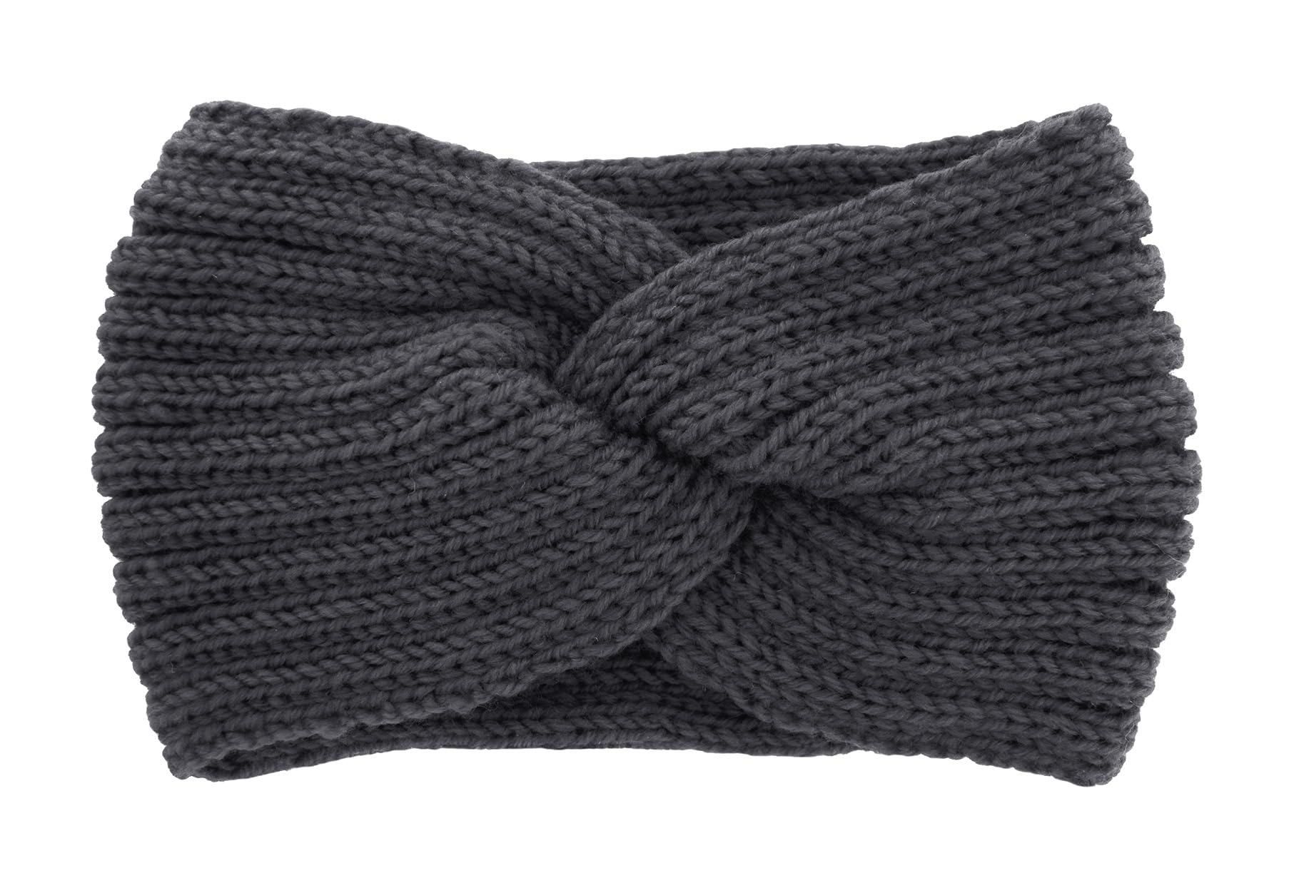 axy Women's Knitted Headband with Twist Knots, Winter Headband, Knitted Headband (Dark Grey)
