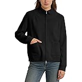 HOWALOOK Womens Ribbed Zipper Cardigan Sweater Casual High Neck Long Sleeve Knit Jackets Tops Outwear Coat with Pockets