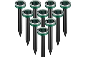 ACEBINTE 10pk Solar Upgrade Mole Repellent for Lawns Gopher Repellent Ultrasonic Powered Snak Repellent Deterrent Mole Repeller Mole Repellent Outdoor Yard and Garden Stakes Chaser Sonic Spikes