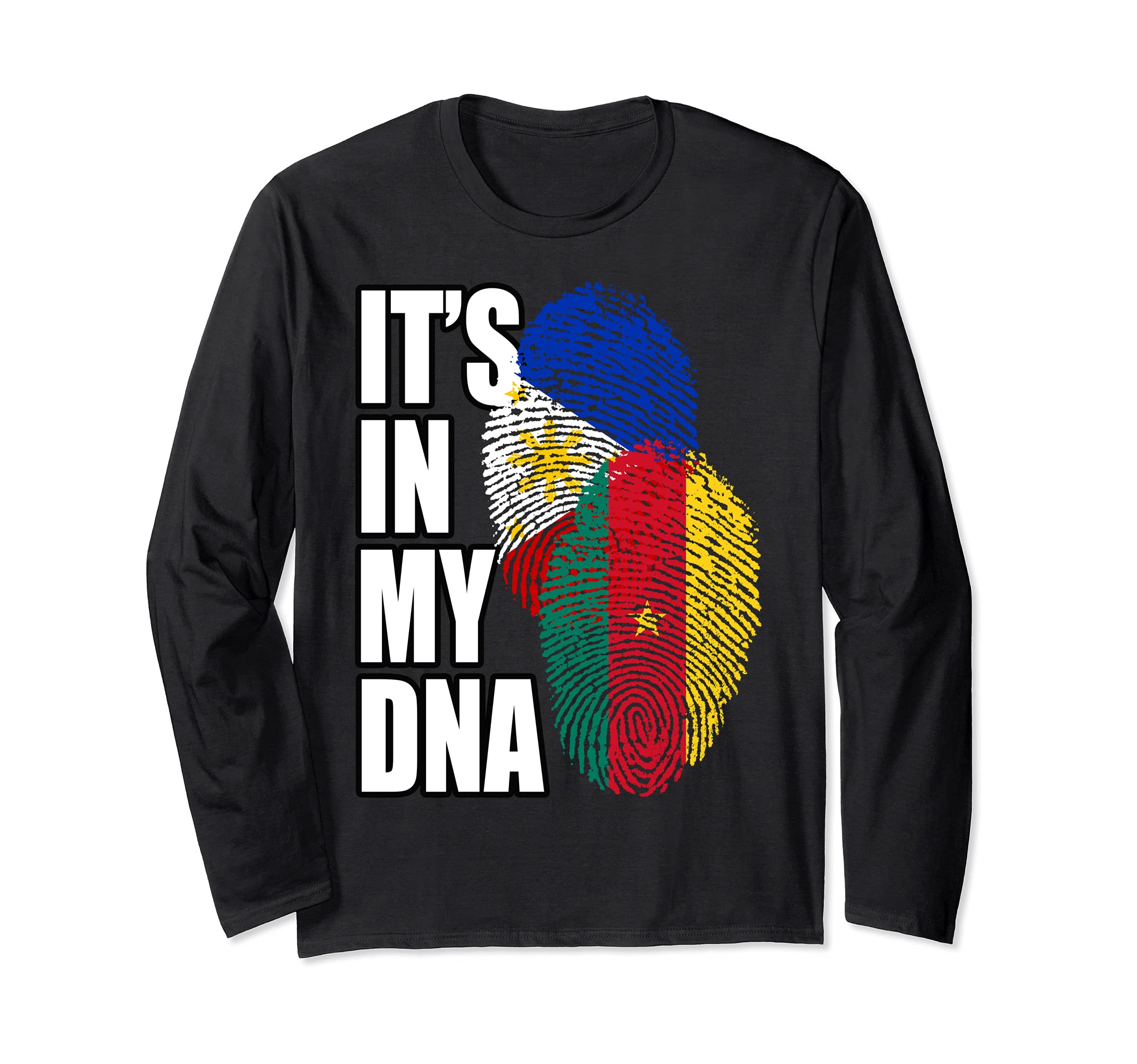 Cameroon And Filipino DNA Mix Flag Heritage Long Sleeve T-Shirt
