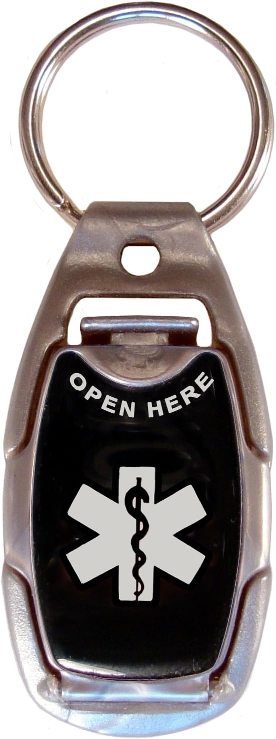 Medical Alert ID Tag, Safety, Sport and Everyday Necklace, Tag, Keychain, Zipper Pull, or Dog Tag (Black)