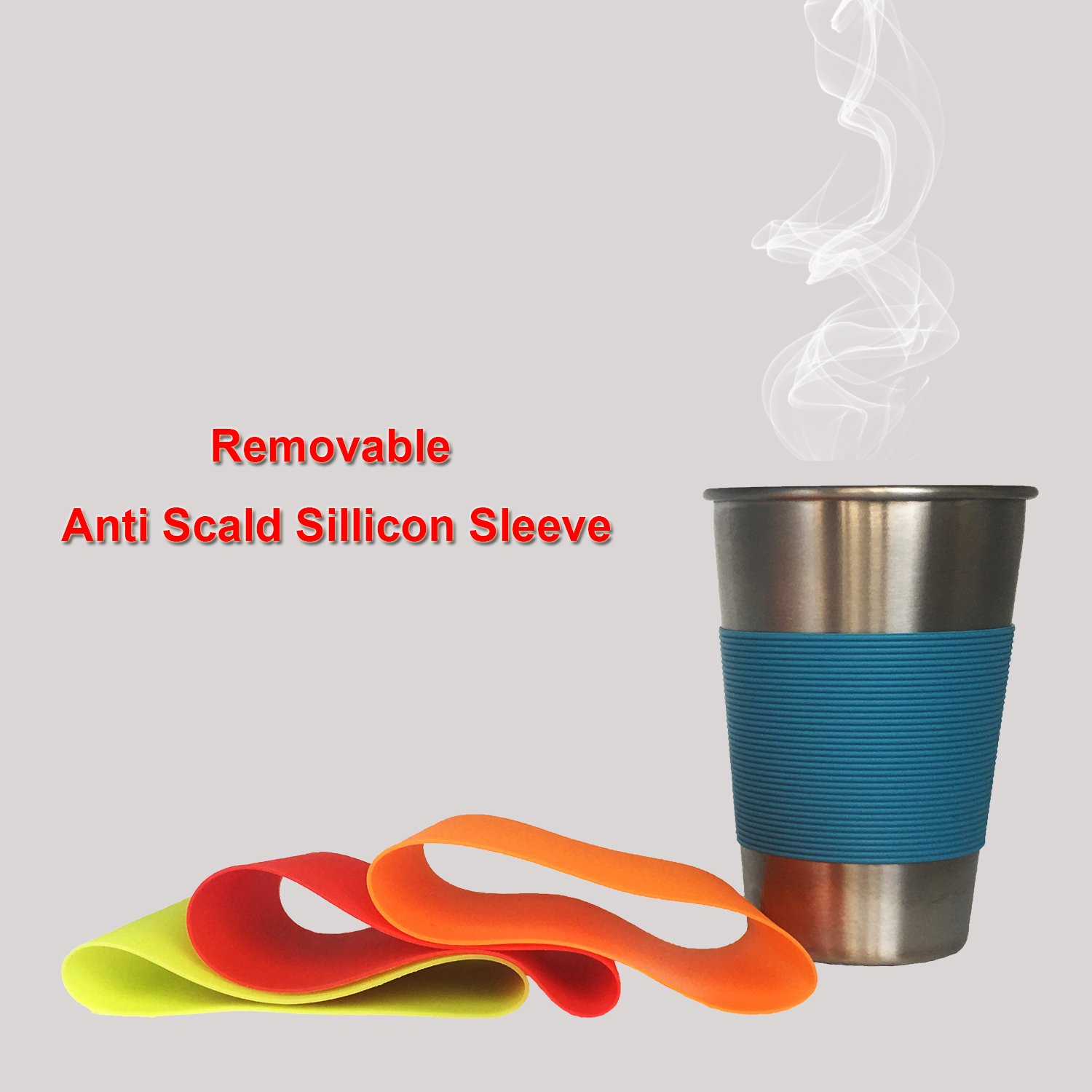 Stainless Steel 17 oz Pint Cup with Sleeves (4 Pack)-Unbreakable, Stackable,Premium Metal Drinking Glasses for Travel, Outdoor, & Everyday