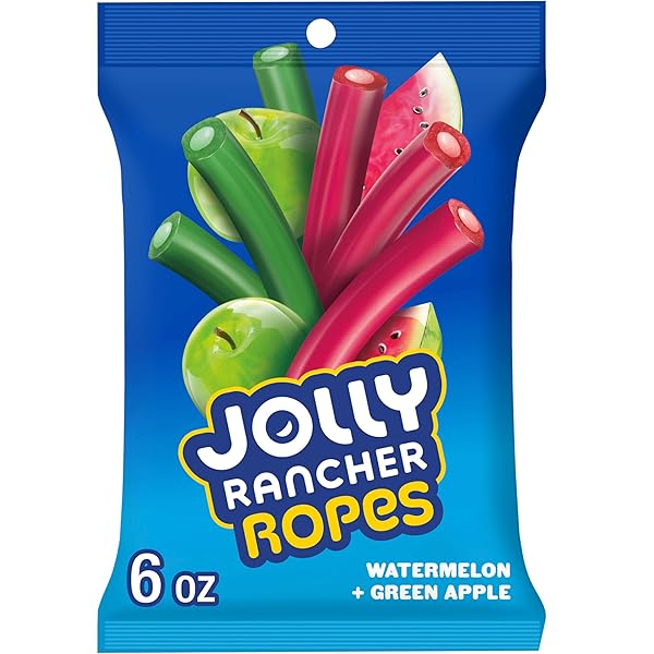 JOLLY RANCHER ROPES WATERMELON AND GREEN APPLE FLAVORED CANDY BAG, 6 OZ