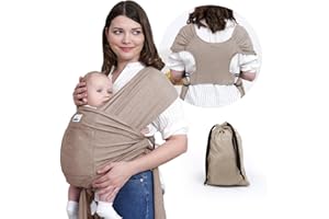 Jeroray Baby Wrap Carrier Sling: Baby Wearing Wraps Newborn to Toddlers Infants Stretchy Easy to Wear Hands Free Plus Size, Khaki